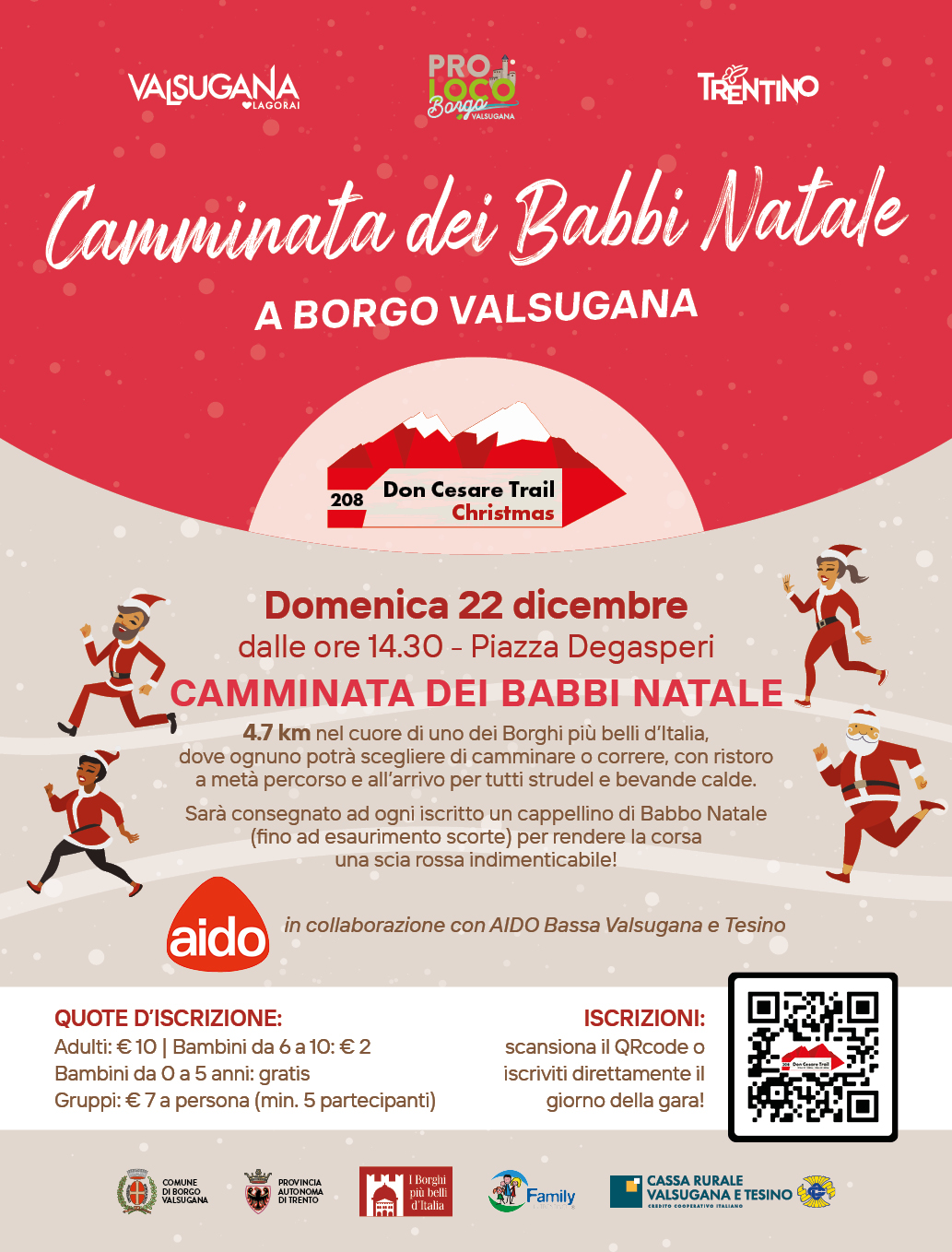 Camminata dei Babbi Natale a Borgo Valsugana